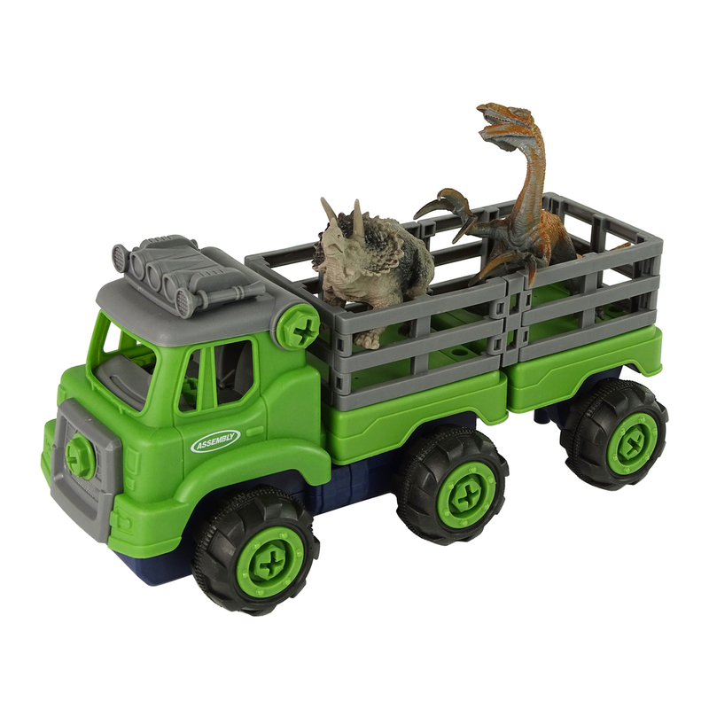 Saliekamā kravas automašīna ar dinozauriem