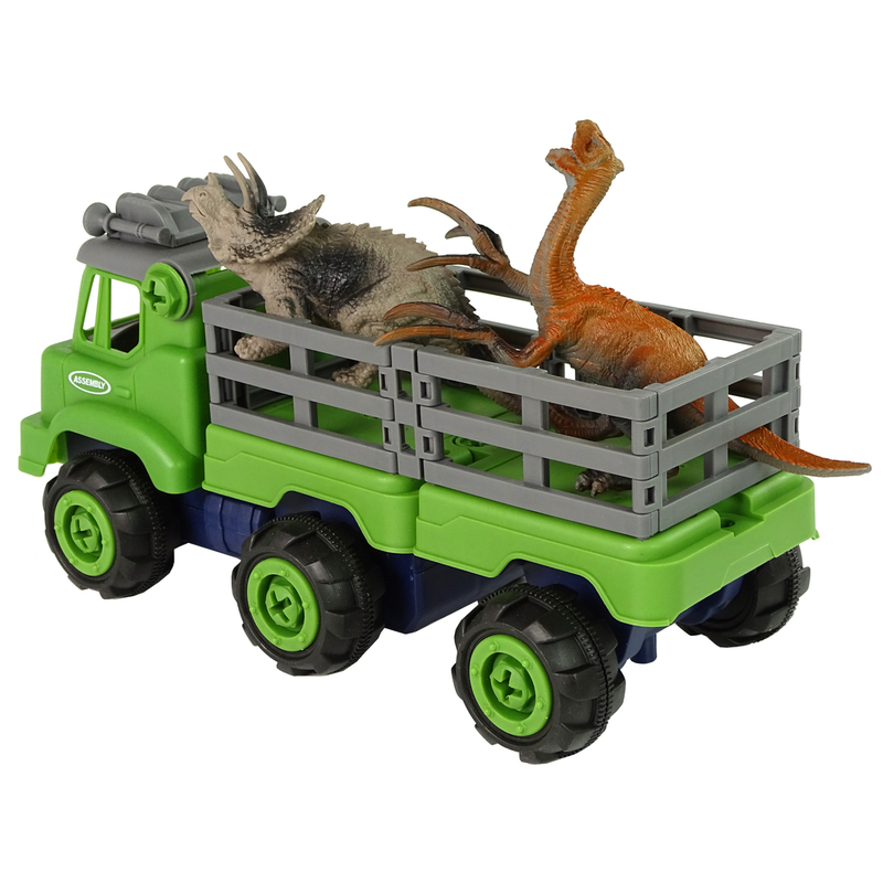 Saliekamā kravas automašīna ar dinozauriem