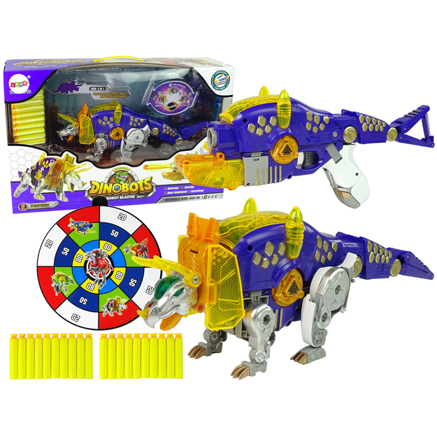 Rotaļu ierocis ar mērķi un munīciju - Dinobots, violets