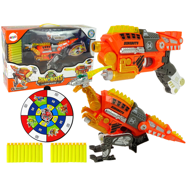Rotaļu ierocis ar mērķi un munīciju - Dinobots, oranžs