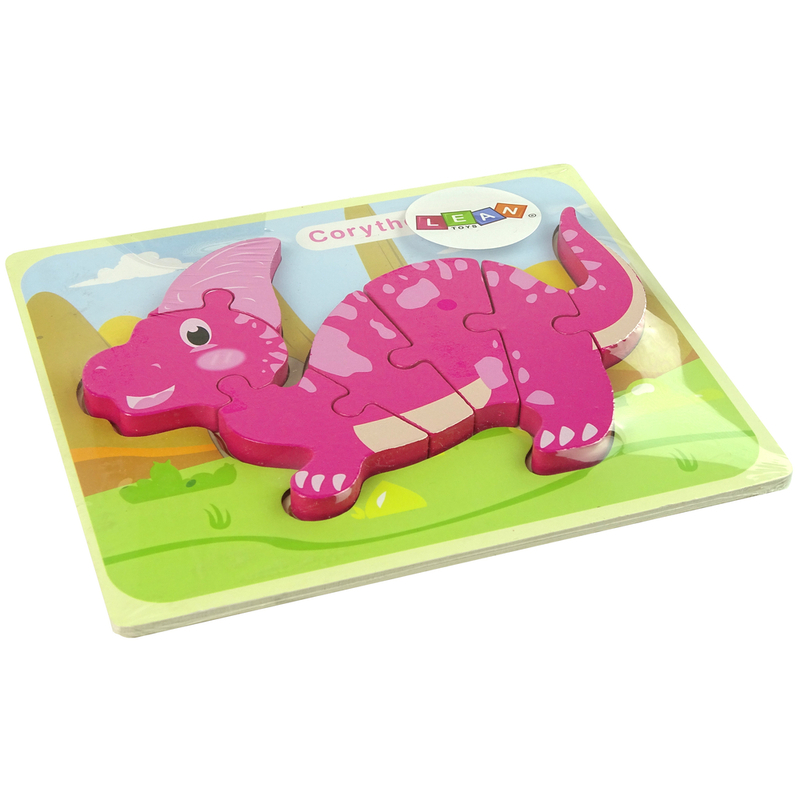 Koka puzle dinozaurs Corythosaurus, rozā
