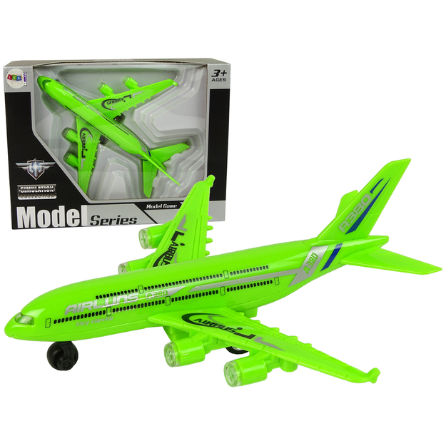 Rotaļlietu pasažieru lidmašīna, zaļa