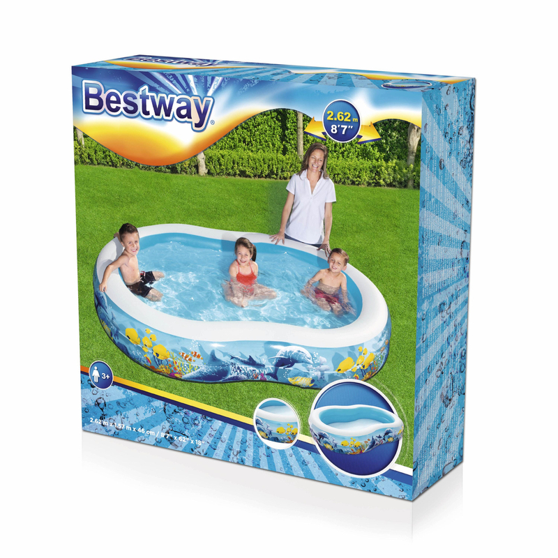 Bestway bērnu piepūšamais baseins ar jūras dzīvniekiem, 262 x 157 x 46 cm