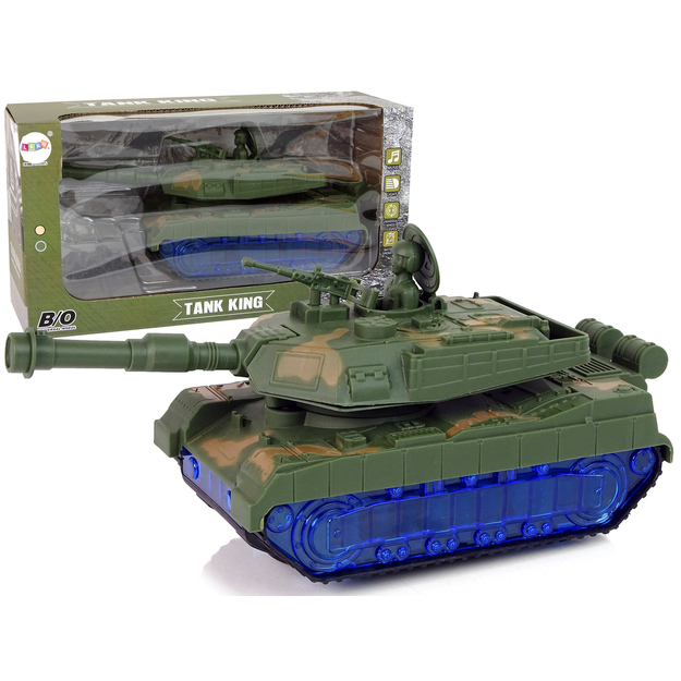 Rotaļlietu tanks ar zilām kāpurķēdēm