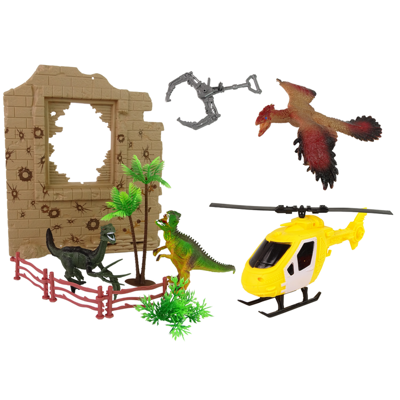 Dinozauru parks Lielais komplekts ar automašīnu un helikopteru