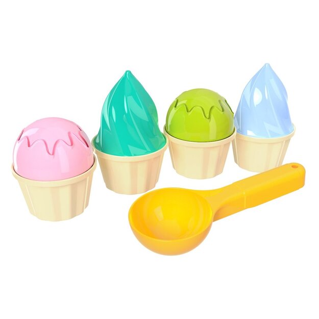 Krāsainu smilšu saldējuma veidņu komplekts