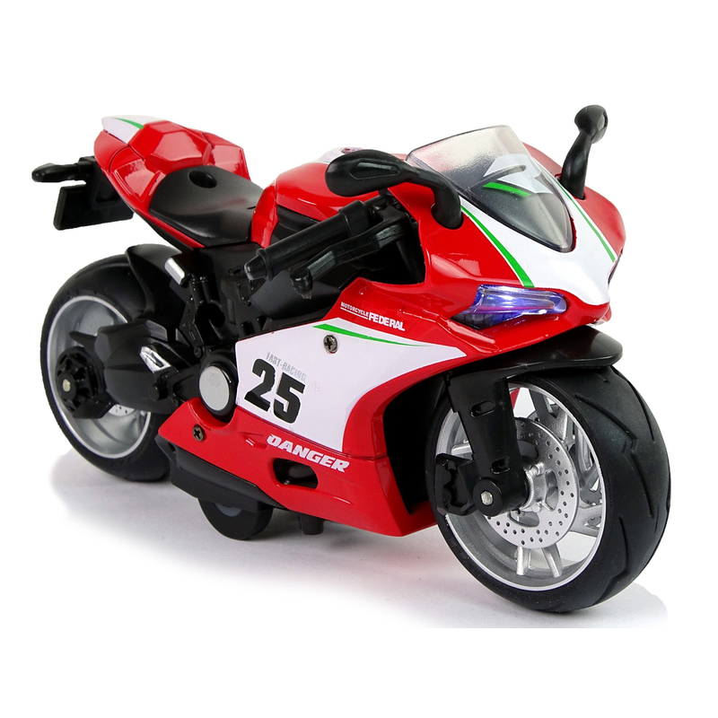 Rotaļlietu sporta motocikls, 1:12, sarkans