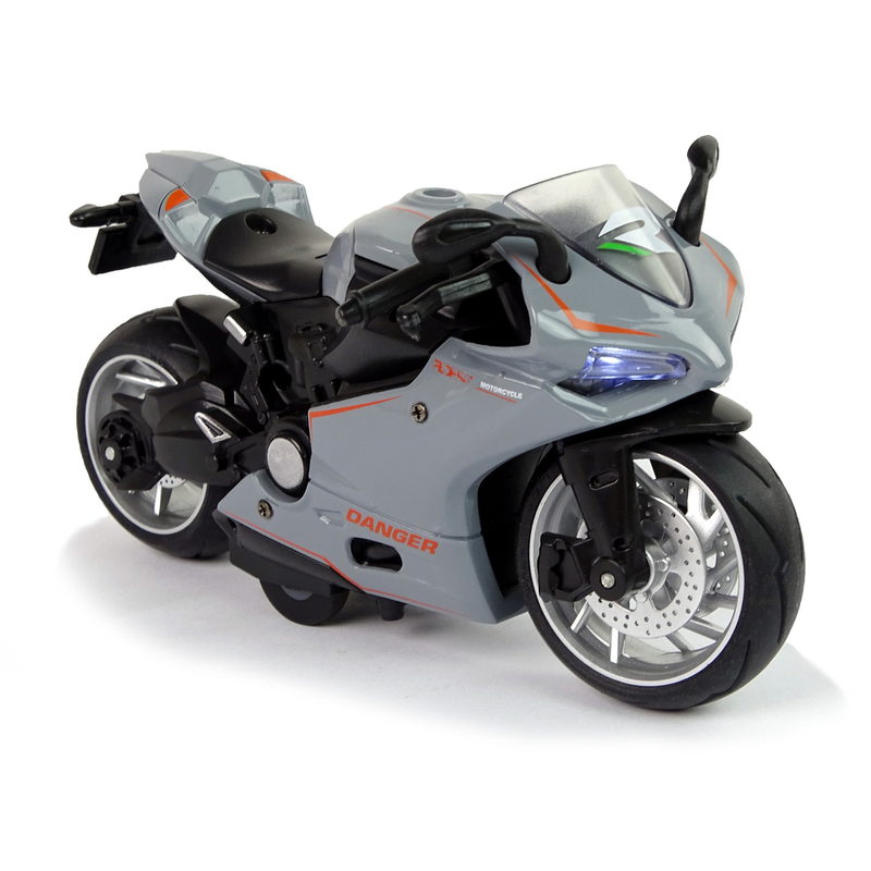 Rotaļlietu sporta motocikls, 1:12, pelēks