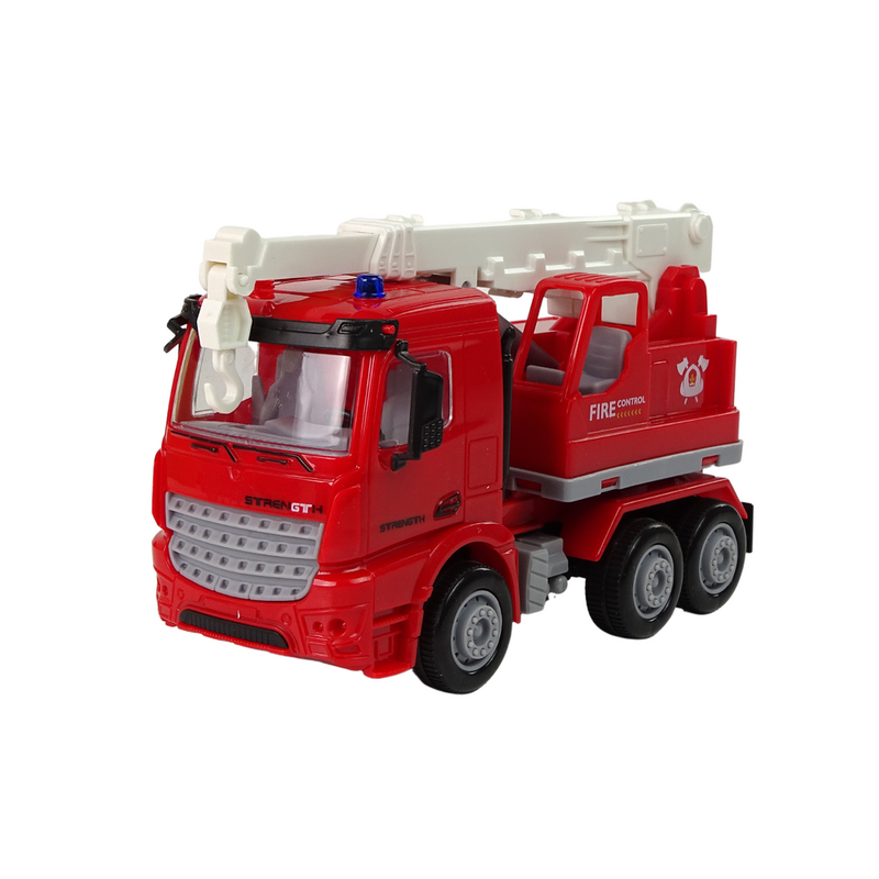Rotaļlietu ugunsdzēsēju automašīna ar ceļa zīmēm