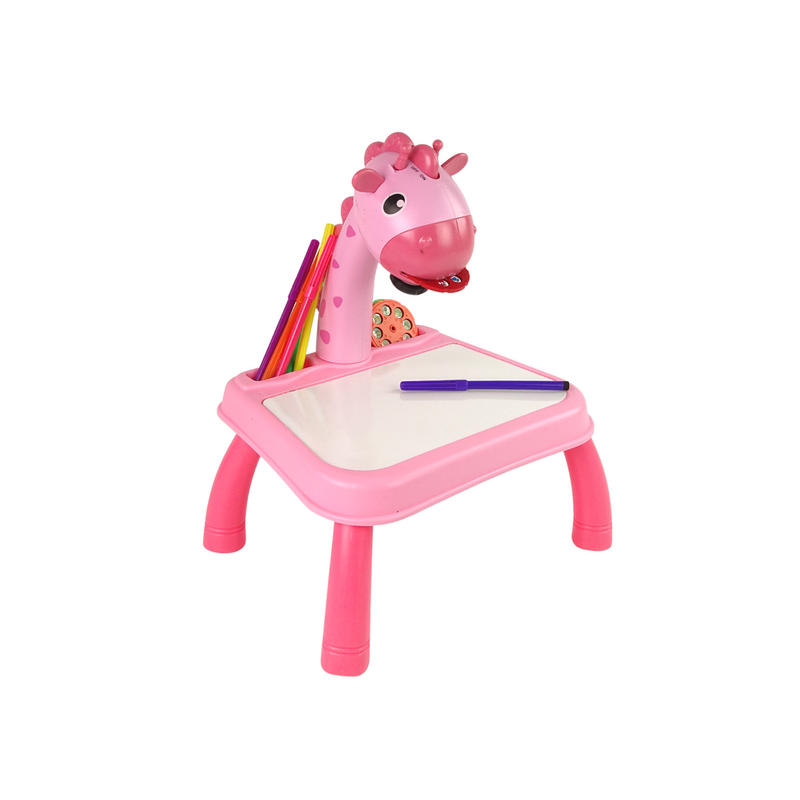 Rotaļlietu zīmēšanas galds ar projektoru Dinozaurs, rozā krāsā
