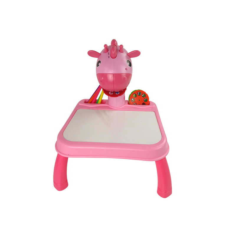 Rotaļlietu zīmēšanas galds ar projektoru Dinozaurs, rozā krāsā