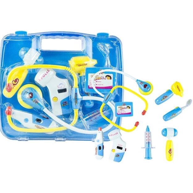 Ārsta piederumu komplekts koferī, zils