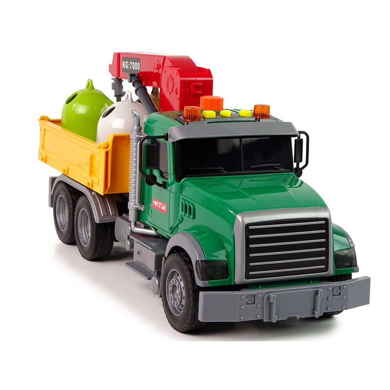 Rotaļlietu kravas automašīna ar konteineriem