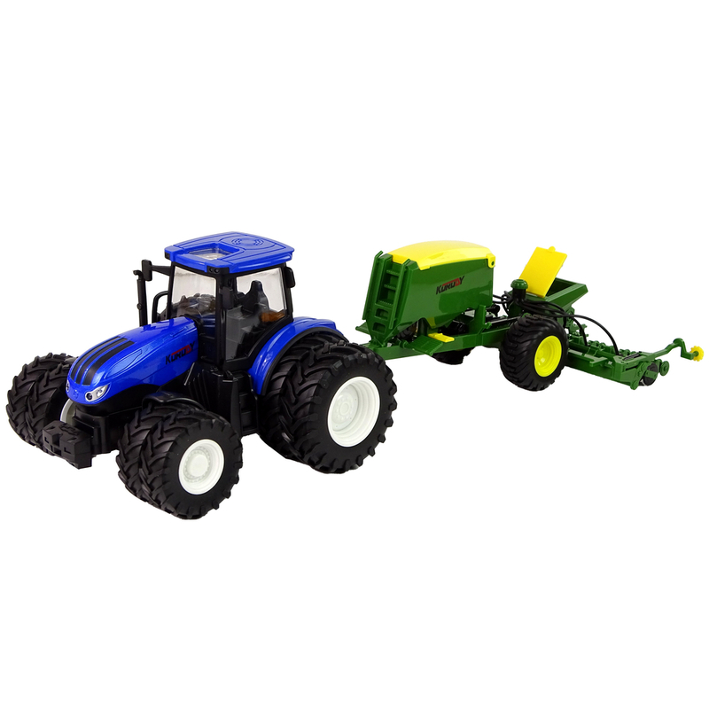 Tālvadības pults vadāms traktors ar piekabēm, 1:24, zils