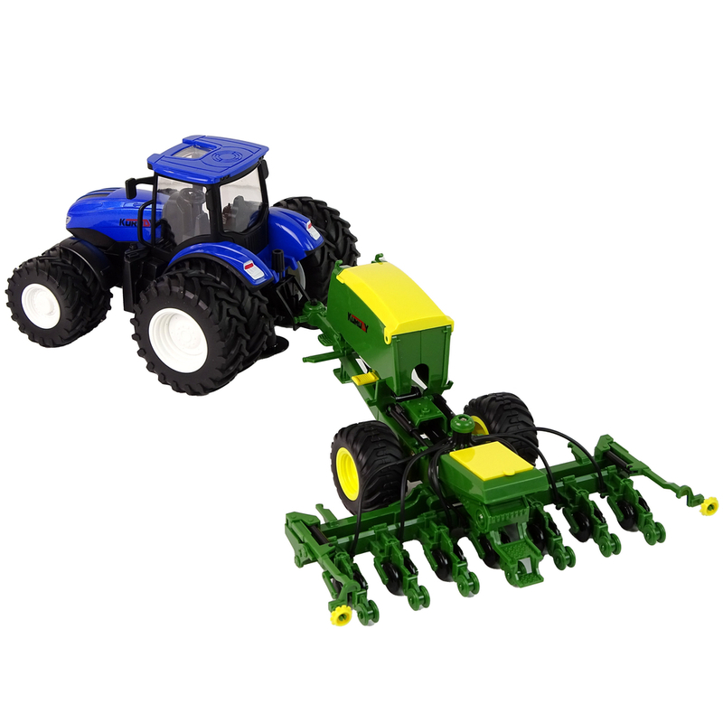 Tālvadības pults vadāms traktors ar piekabēm, 1:24, zils