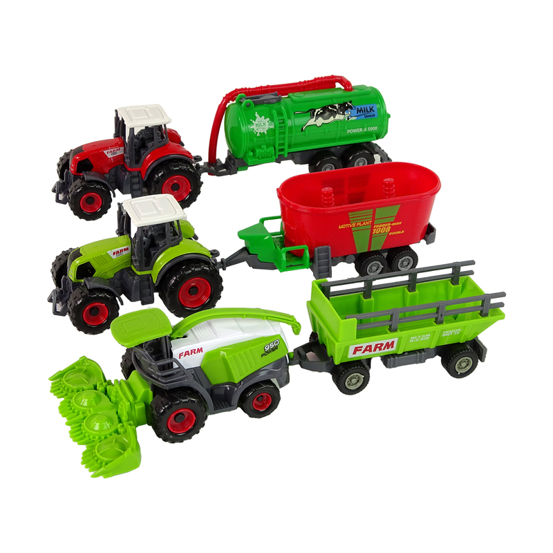 Traktora un kombaina komplekts, zaļš/sarkans