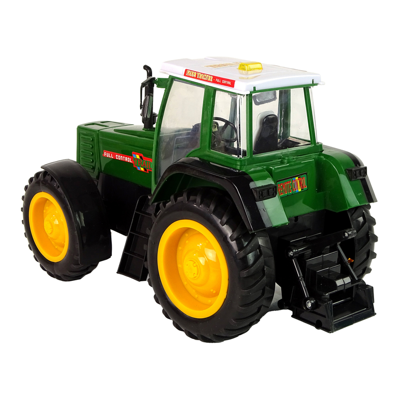Zaļš un melns R/C tālvadības traktors