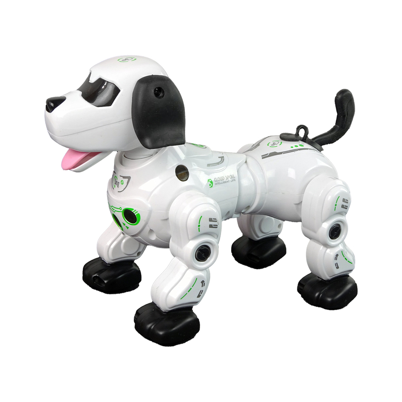Interaktīvs ar tālvadības pulti vadāms robots suns