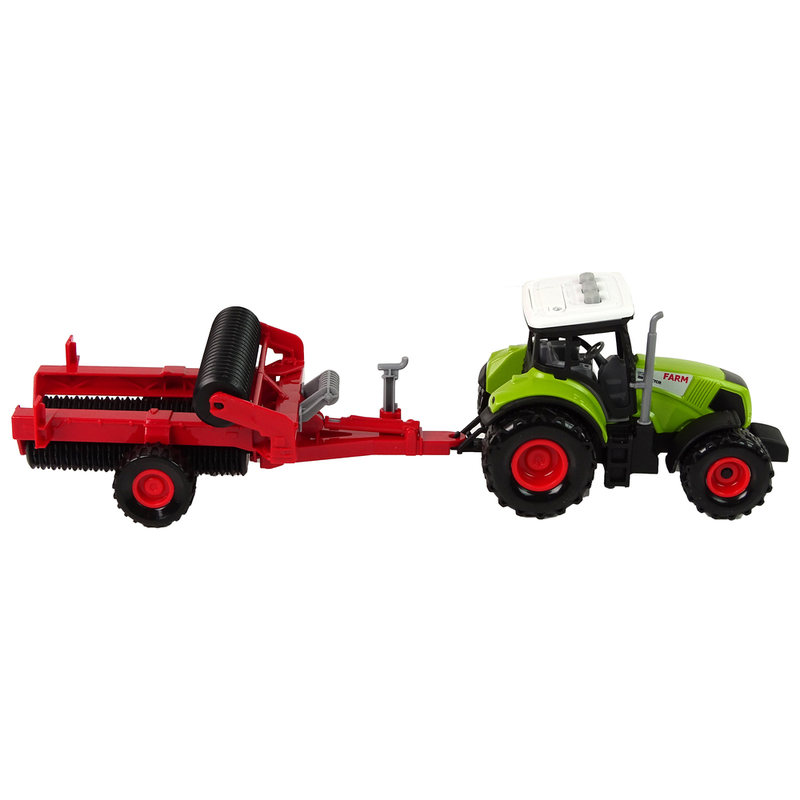 Bērnu traktors ar sarkanu piekabi