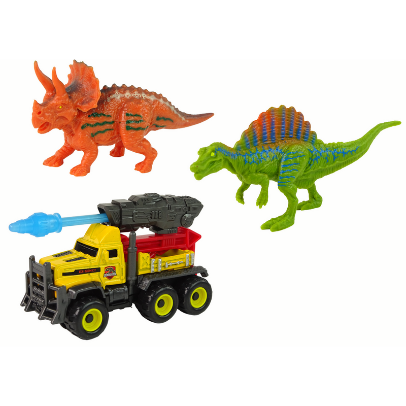 Dinozauru figūriņas un auto komplekts, dzeltens