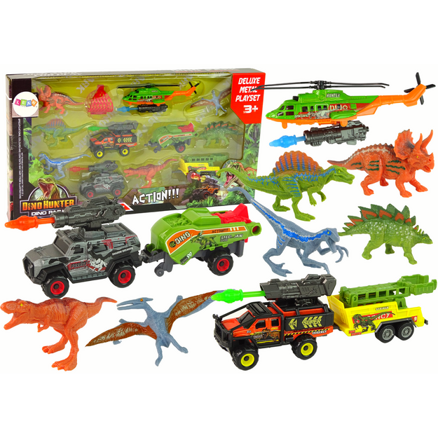 Transportlīdzekļu komplekts ar dinozauriem