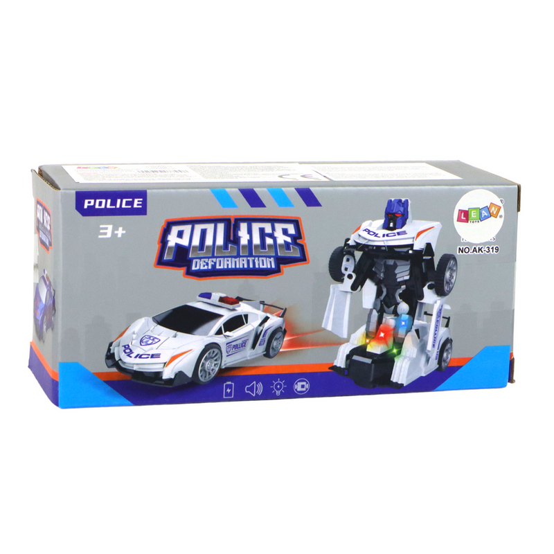 Policijas automašīna - robots 2in1, balta