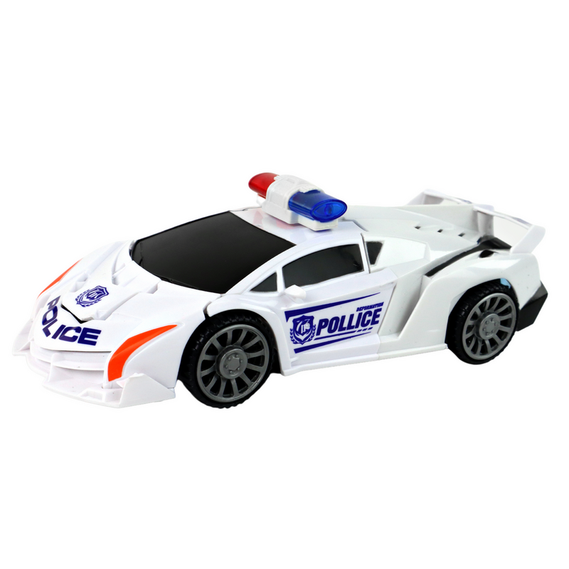 Policijas automašīna - robots 2in1, balta