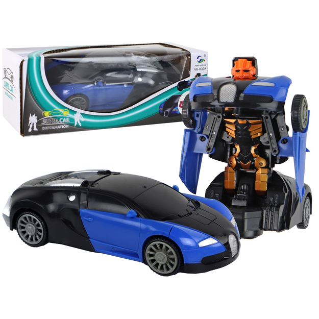 Robots automobilis 2in1 ar gaismas efektiem, zils