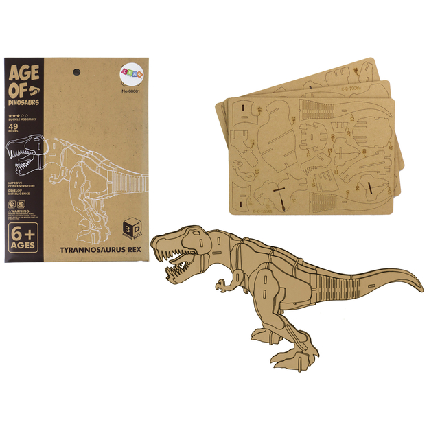 3D koka telpiskā 3D puzle T-Rex, 22 d.