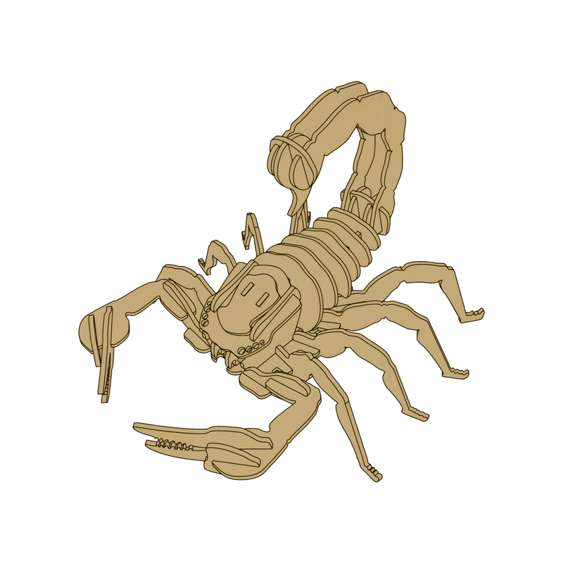 3D koka telpiskā 3D puzle skorpions