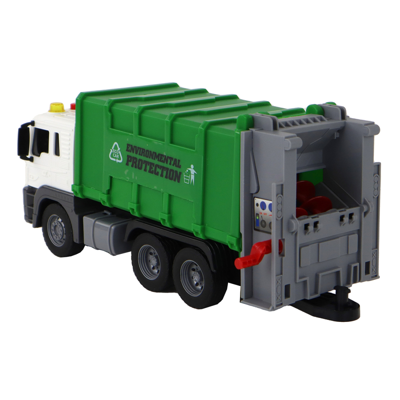 Atkritumu mašīna ar celtni, zaļa