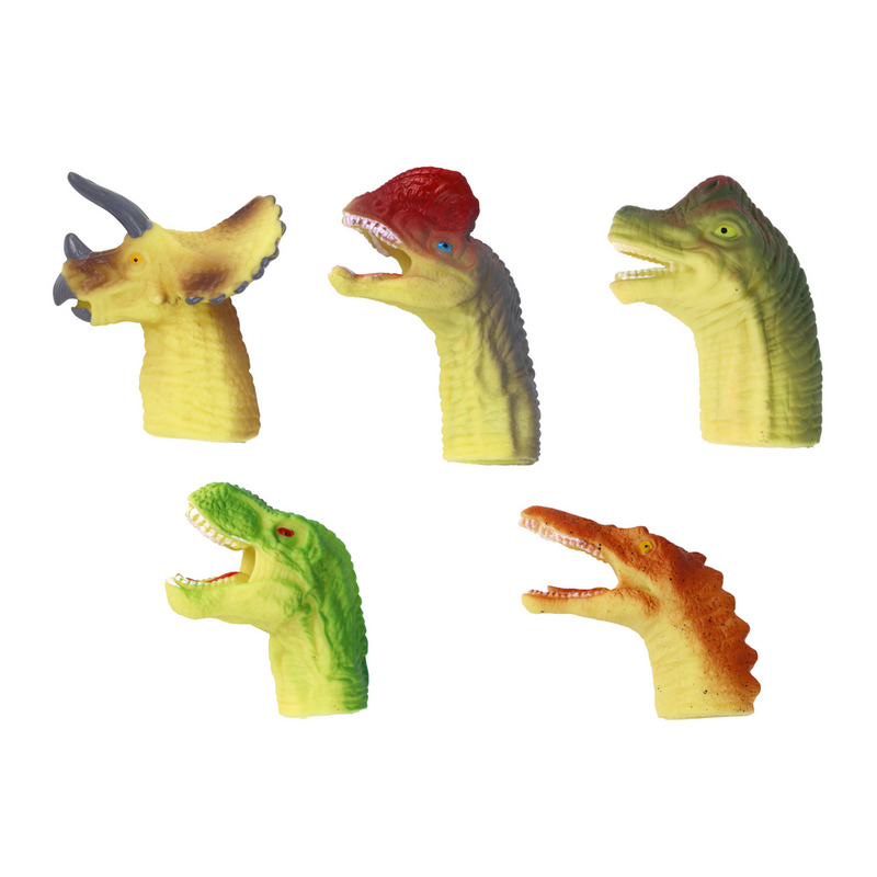 Gumijas dinozauri uz pirkstiem