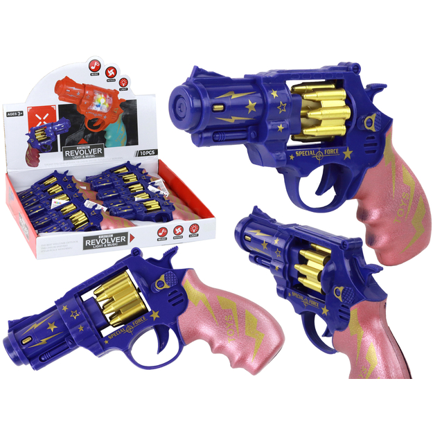 Rotaļlietu revolveris ar skaņas efektiem, zils