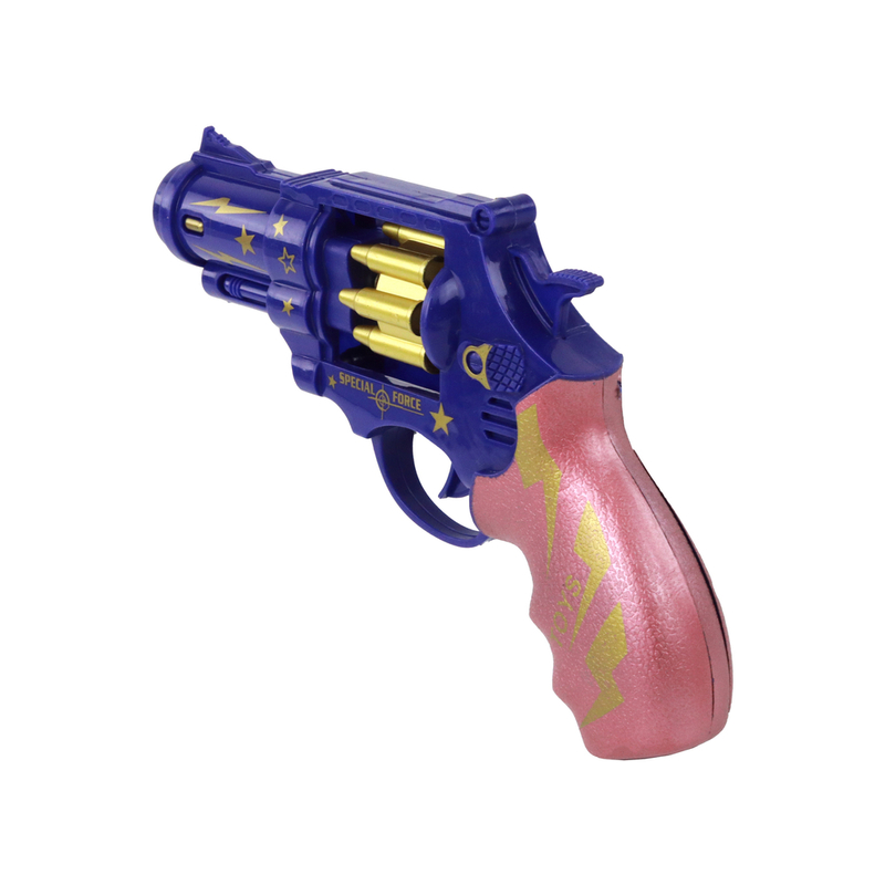 Rotaļlietu revolveris ar skaņas efektiem, zils