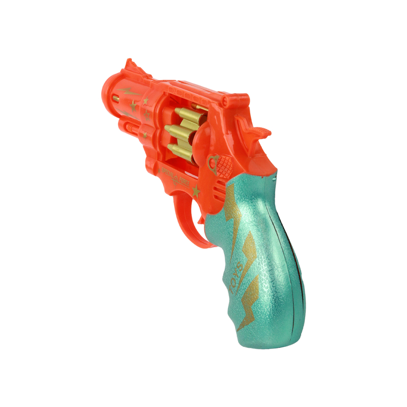 Rotaļlietu revolveris ar skaņas efektiem, oranžs