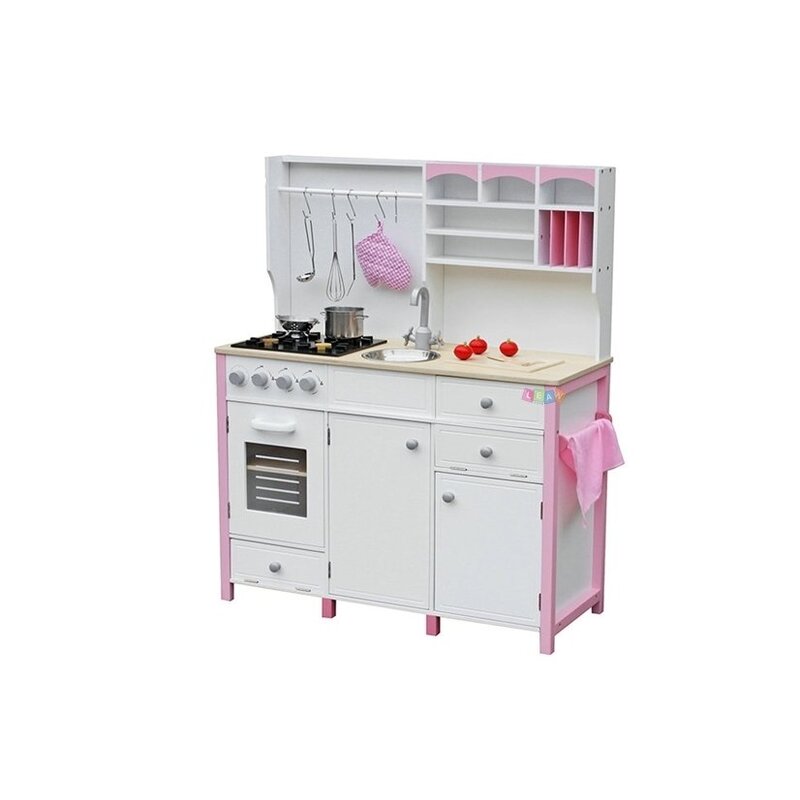 Koka virtuve bērniem, 85x33x105, rozā krāsā