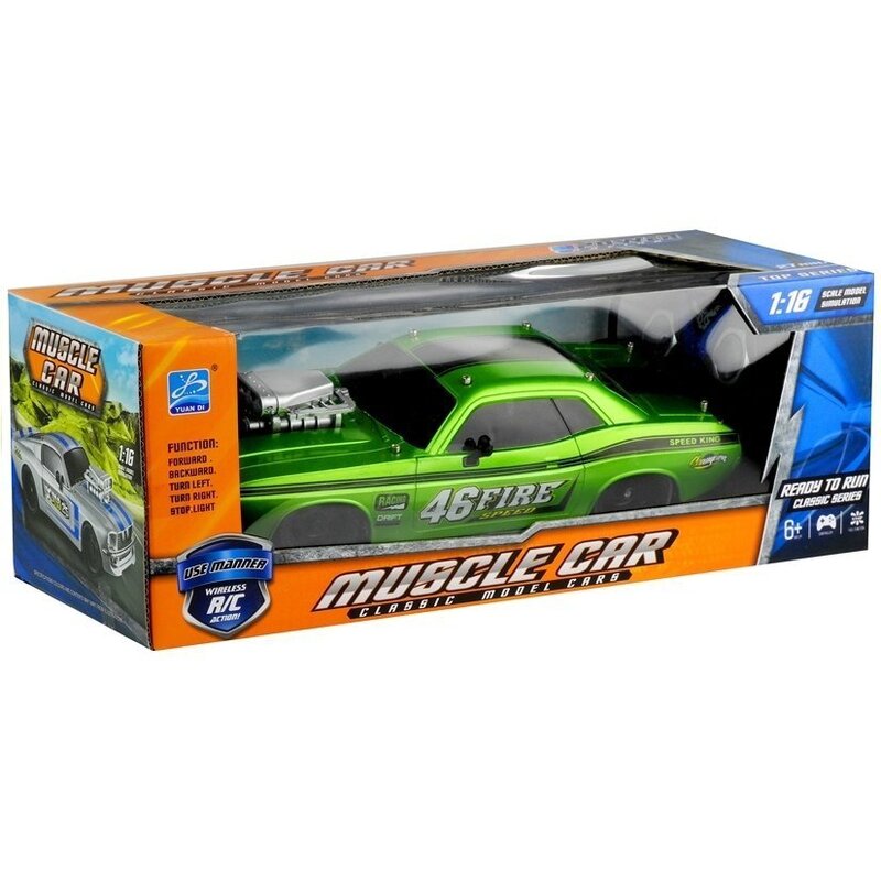 Tālvadības automašīna "Dodge Challenger" 1:16, zaļa