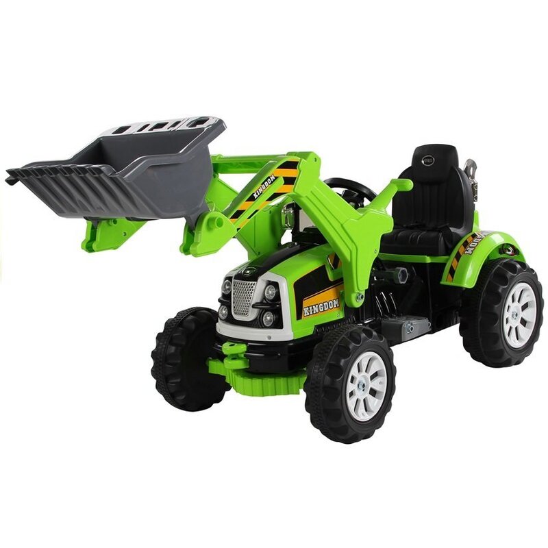 Elektriskais traktors - ekskavators, zaļš