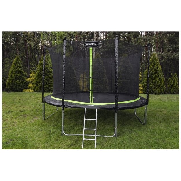 Batuts ar tīklu Lean Sport Pro, 366 cm, melns ar zaļu