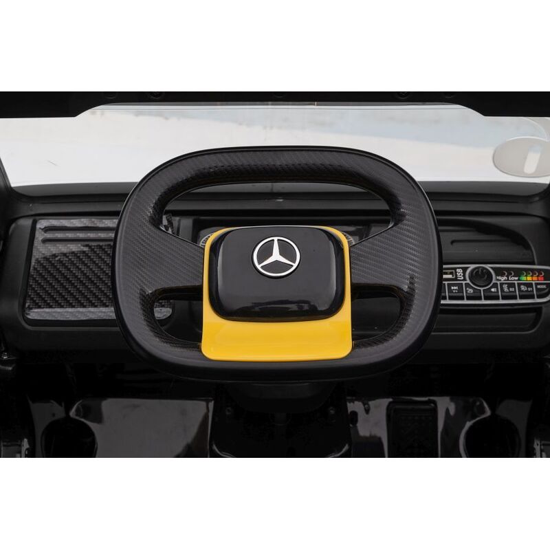 vienvietīgs elektromobilis Mercedes XMX622B LCD ar piekabi, dzeltens