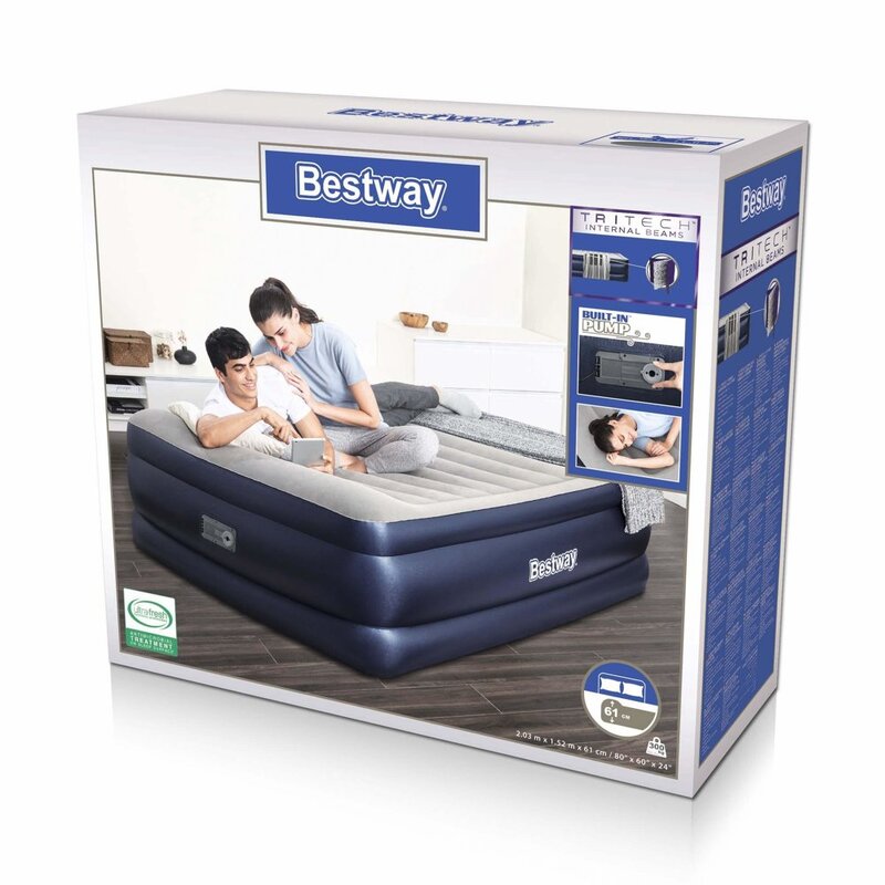 Bestway divvietīgs piepūšamais matracis ar pumpi 203 x 152 x 61 cm