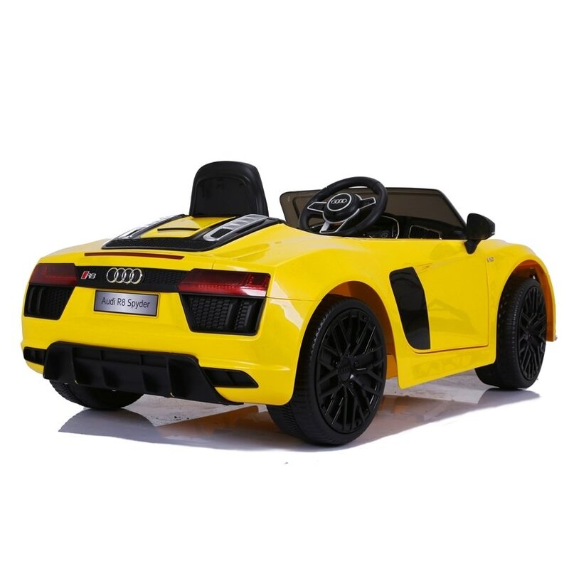 Bērnu vienvietīgs elektromobilis Audi R8 Spyder, dzeltens
