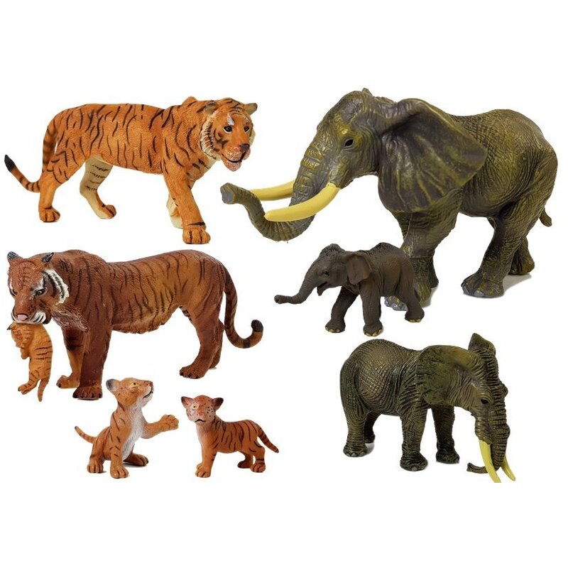Safari dzīvnieki (zilonis, tīģeris)