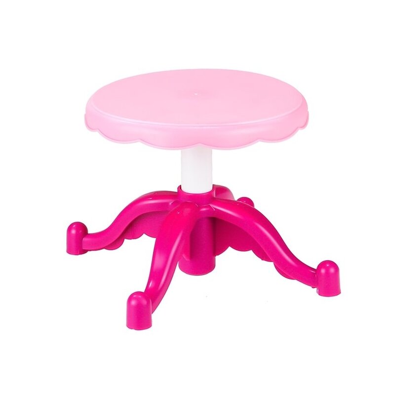 Liels kosmētikas galds ar krēslu un spoguli, rozā