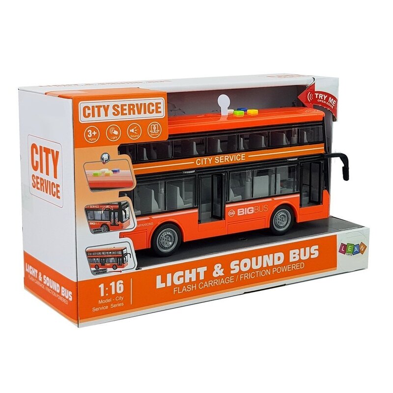 Rotaļlietu divstāvu autobuss "Big Bus", oranžs