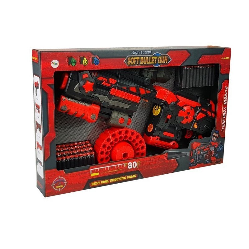Liels rotaļu ierocis ar mīkstām lodēm "Soft Bullet Gun", sarkans ar melnu