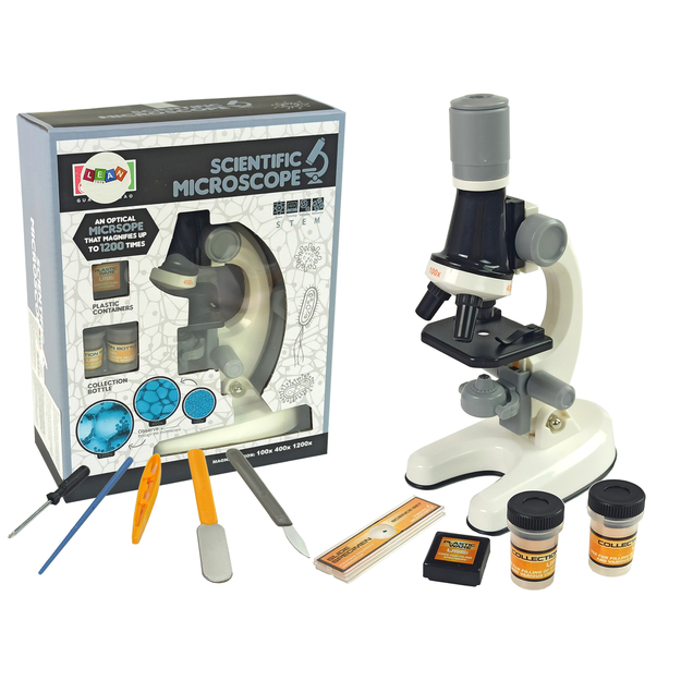 Rotaļlietu mikroskopa komplekts, balts