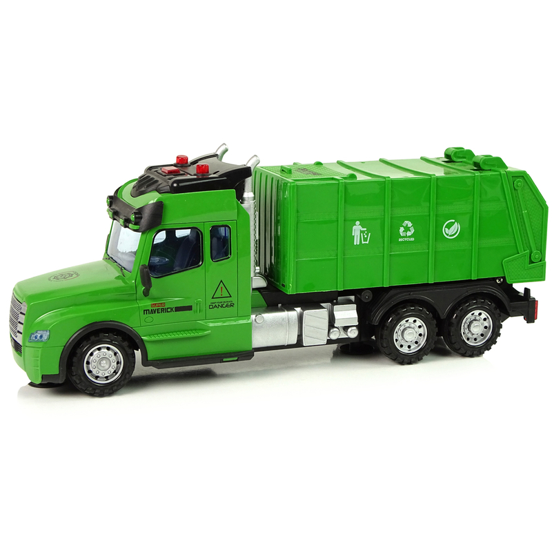 Tālvadības atkritumu mašīna, zaļa