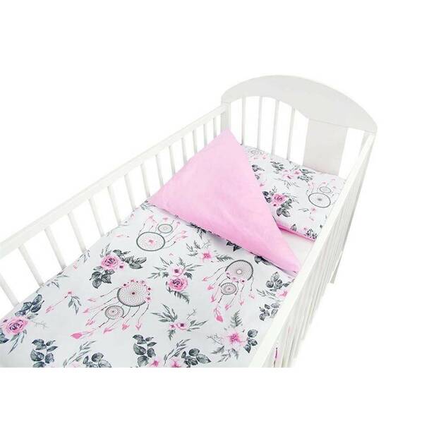 Divdaļīgs gultas veļas komplekts - rozā, 120x90 40x60