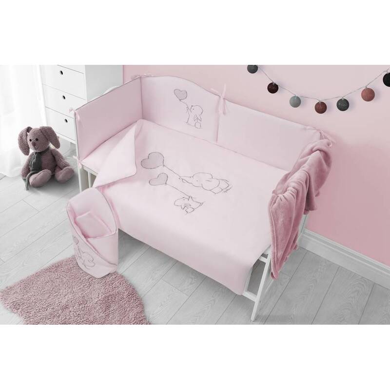 Piecu daļu gultasveļas komplekts 120x90 40x60, rozā krāsā